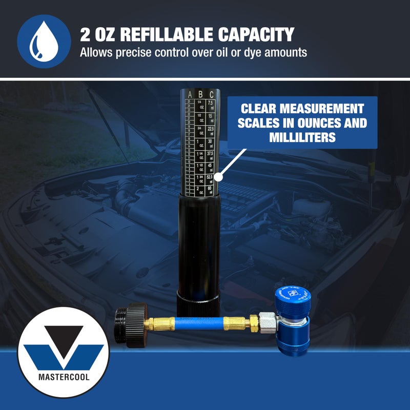 Mastercool 53123-YF Refillable Oil and Dye Injector for R1234yf Systems â€“ 2 oz Capacity â€“ Anodized Aluminum Body â€“ Smooth-Twist Handle â€“ SAE J2888 & EPA Compliant - Image 3